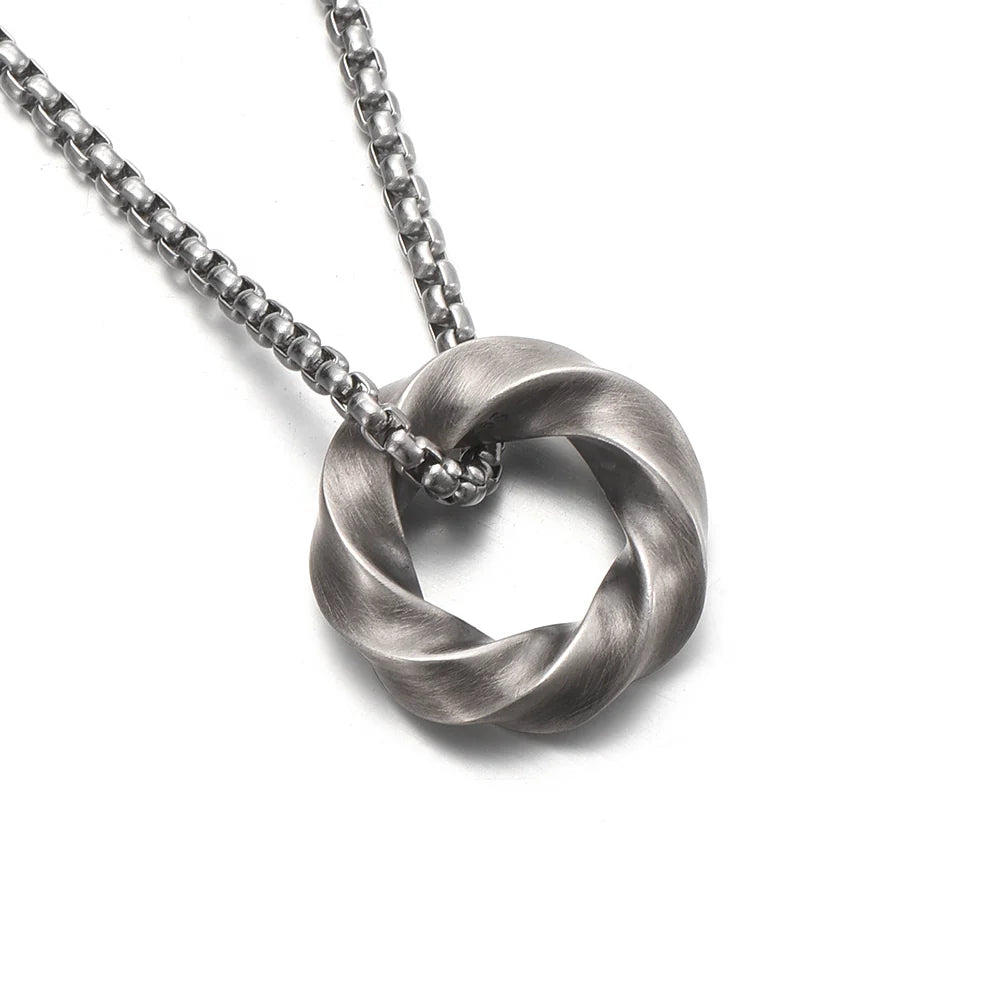 Brushed Mobius pendant surface and loop detail