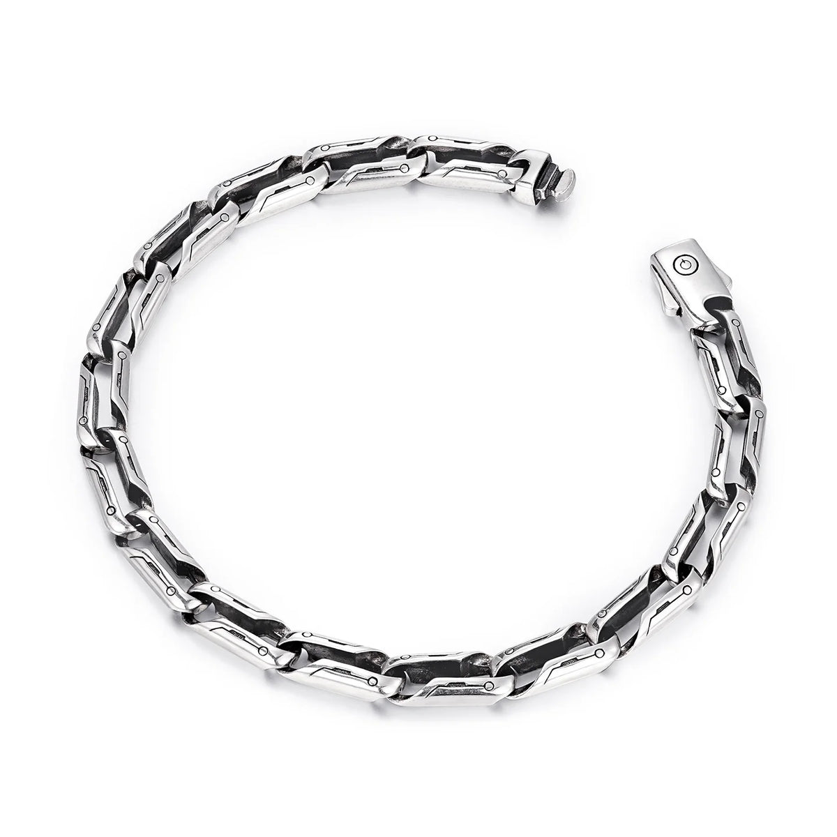 Oxidized sterling silver bracelet clasp detail