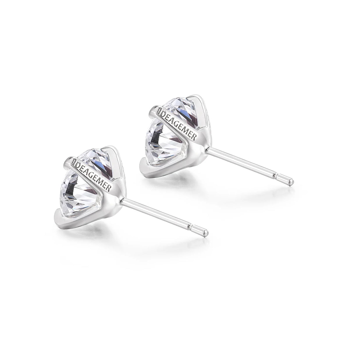 White cubic zirconia sterling silver stud earrings front view