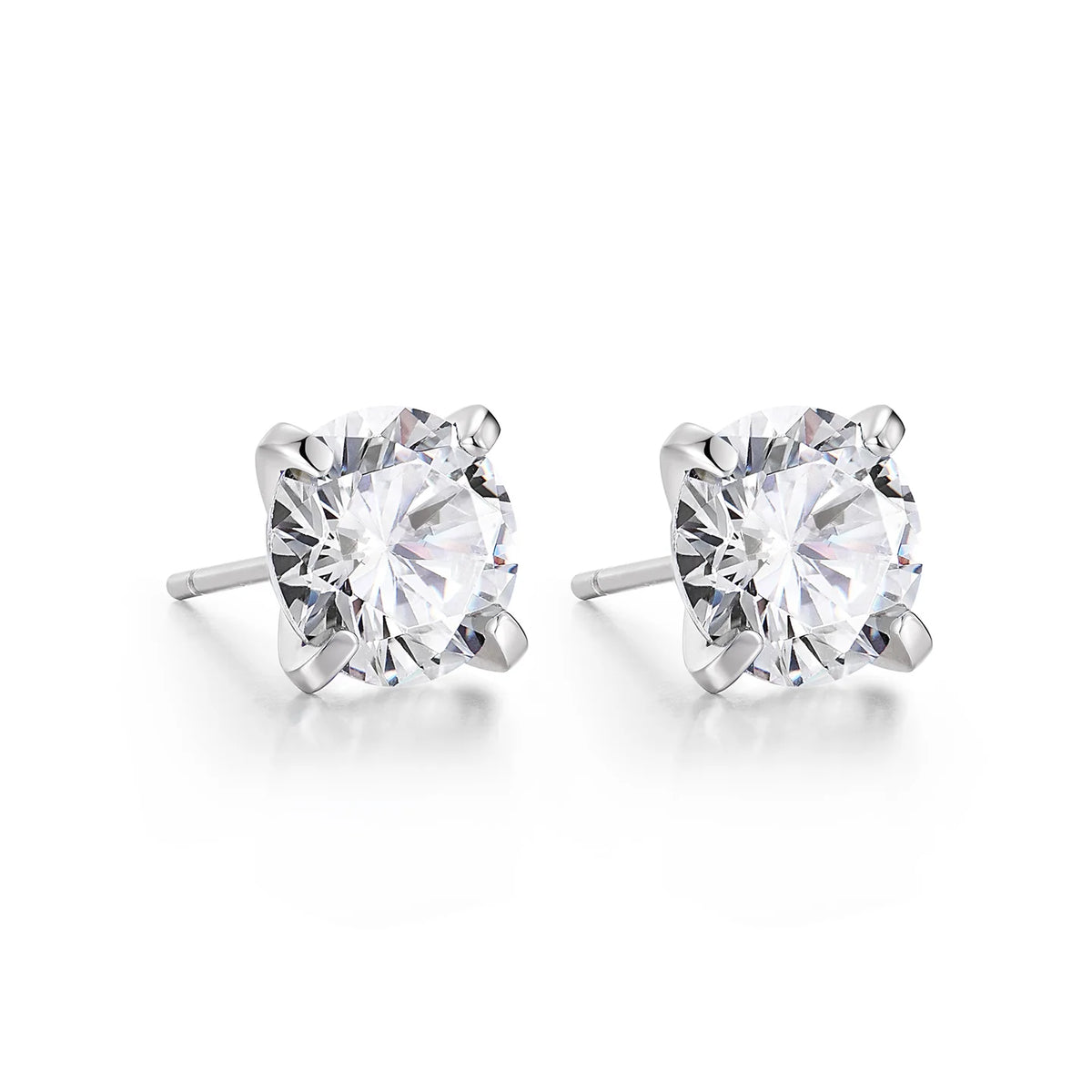 White stone sterling silver four prong setting detail