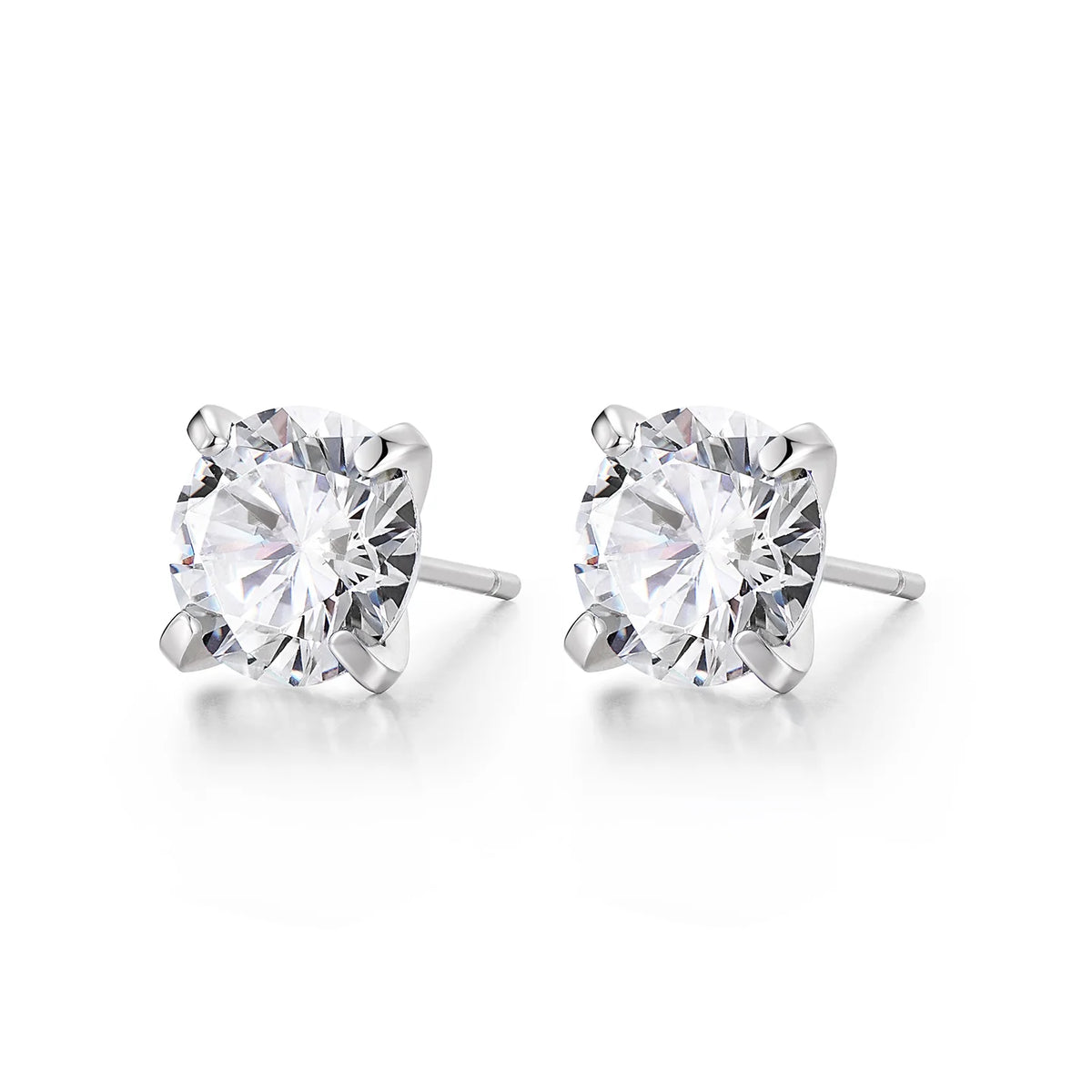 White stone silver stud earrings post detail