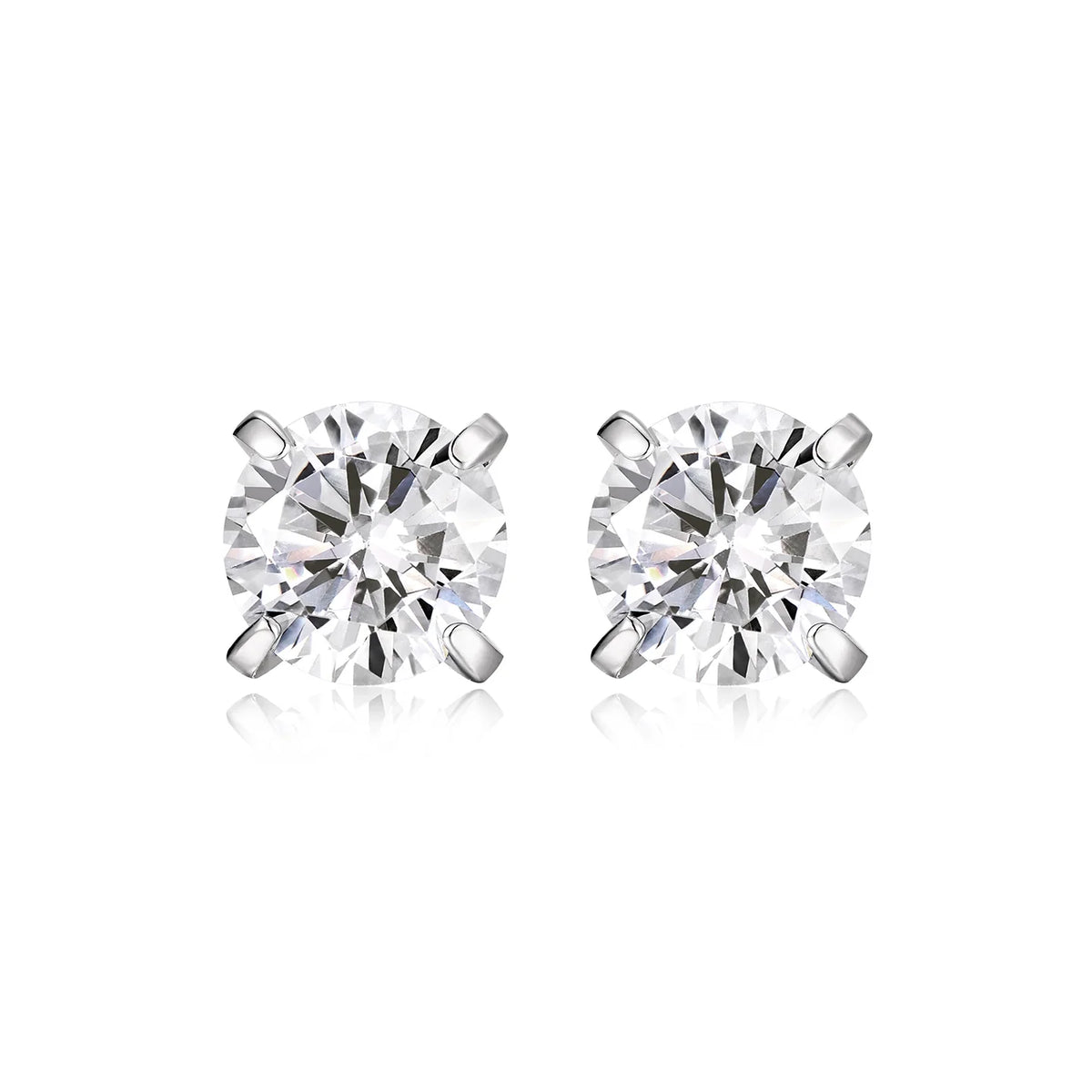 White stone sterling silver studs worn profile view