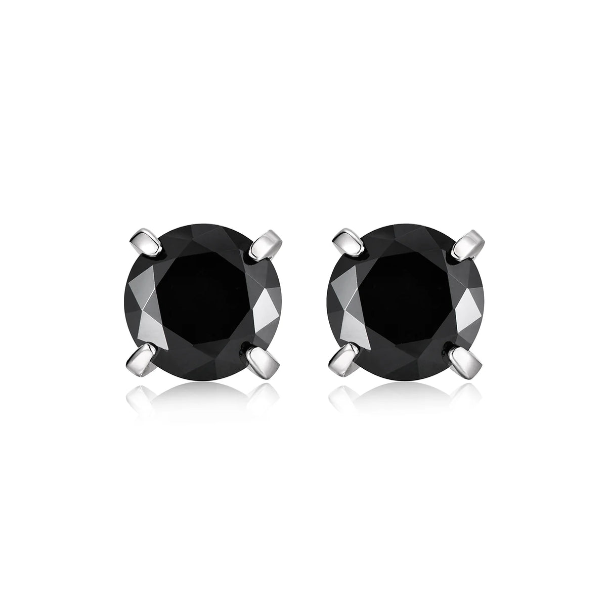 Black stone sterling silver studs worn profile view