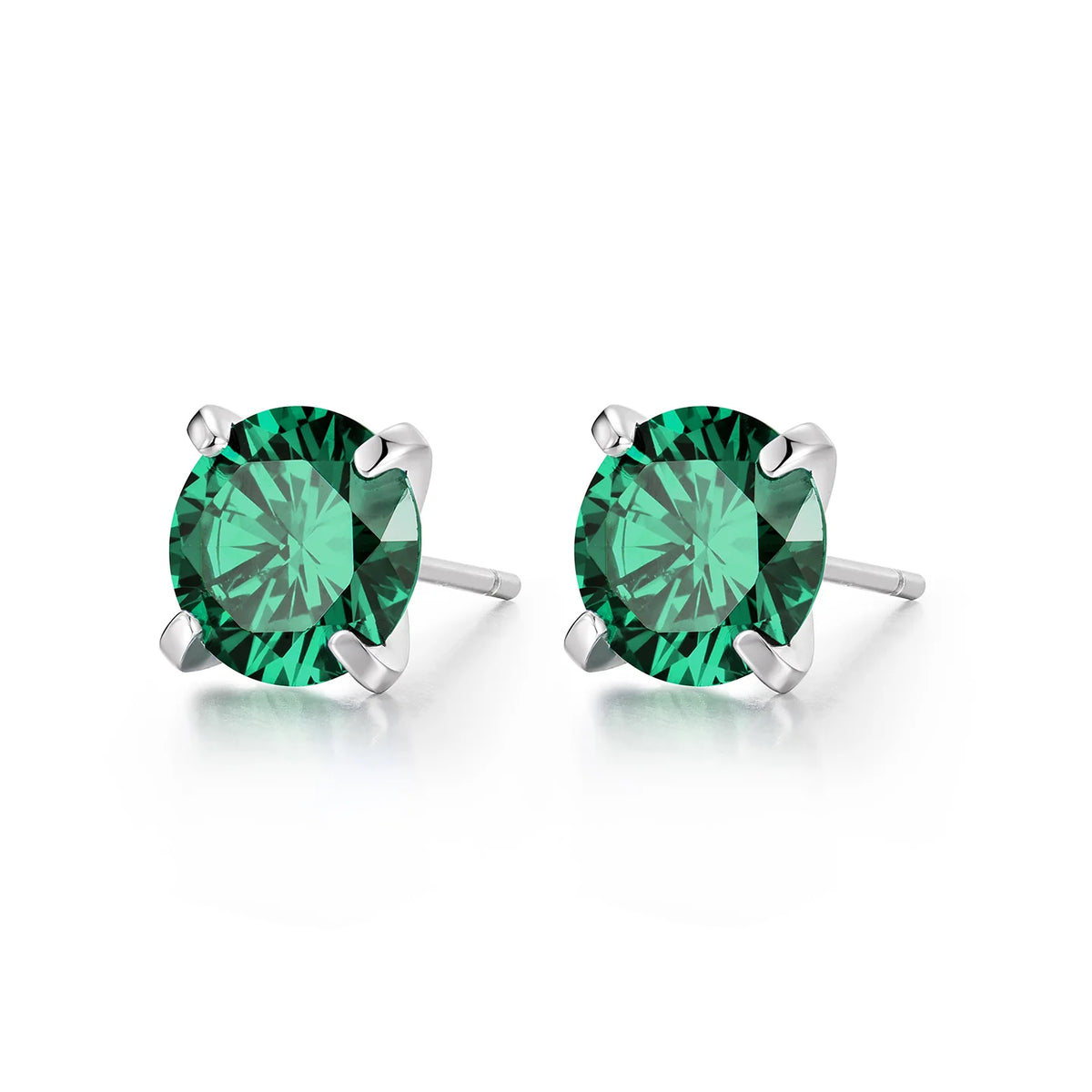 Green cubic zirconia stud earrings scale view