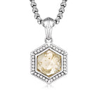 Sterling silver hexagon pendant with yellow citrine front view