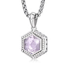 Purple amethyst hexagon pendant angled stone detail