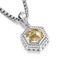 Yellow citrine pendant clear stone border close-up