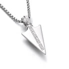 Sterling silver spear pendant engraved reverse view