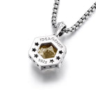 Yellow citrine hexagon pendant engraved reverse view