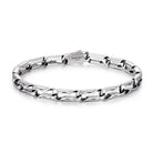 Polished and oxidized silver bracelet finish detail