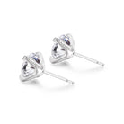 White cubic zirconia sterling silver stud earrings front view