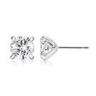White cubic zirconia silver stud earrings side view