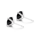 Black cubic zirconia sterling silver stud earrings front view