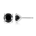 Black cubic zirconia silver stud earrings side view