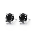 Black stone silver stud earrings post detail