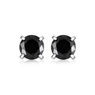 Black stone sterling silver studs worn profile view