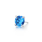 Blue cubic zirconia sterling silver stud earrings front view