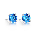 Blue stone sterling silver four prong setting detail