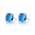 Blue stone silver stud earrings post detail