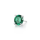 Green cubic zirconia sterling silver stud earrings front view