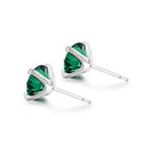 Green cubic zirconia silver stud earrings side view