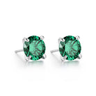 Green stone silver stud earrings post detail