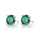 Green cubic zirconia stud earrings scale view