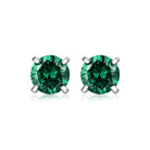 Green cubic zirconia silver stud earrings back detail